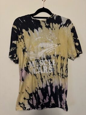 Tie-Dye Muscle Cars Graphic Tee - Yellow/Black/Pink